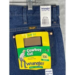 Wrangler Mens Cowboy Cut 936PWD Slim Fit Jeans Indigo Blue 35x30 NWT Heavyweight